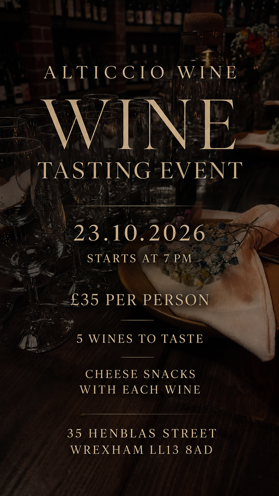 Wine Tasting Evening with Peter, 23 October 2026