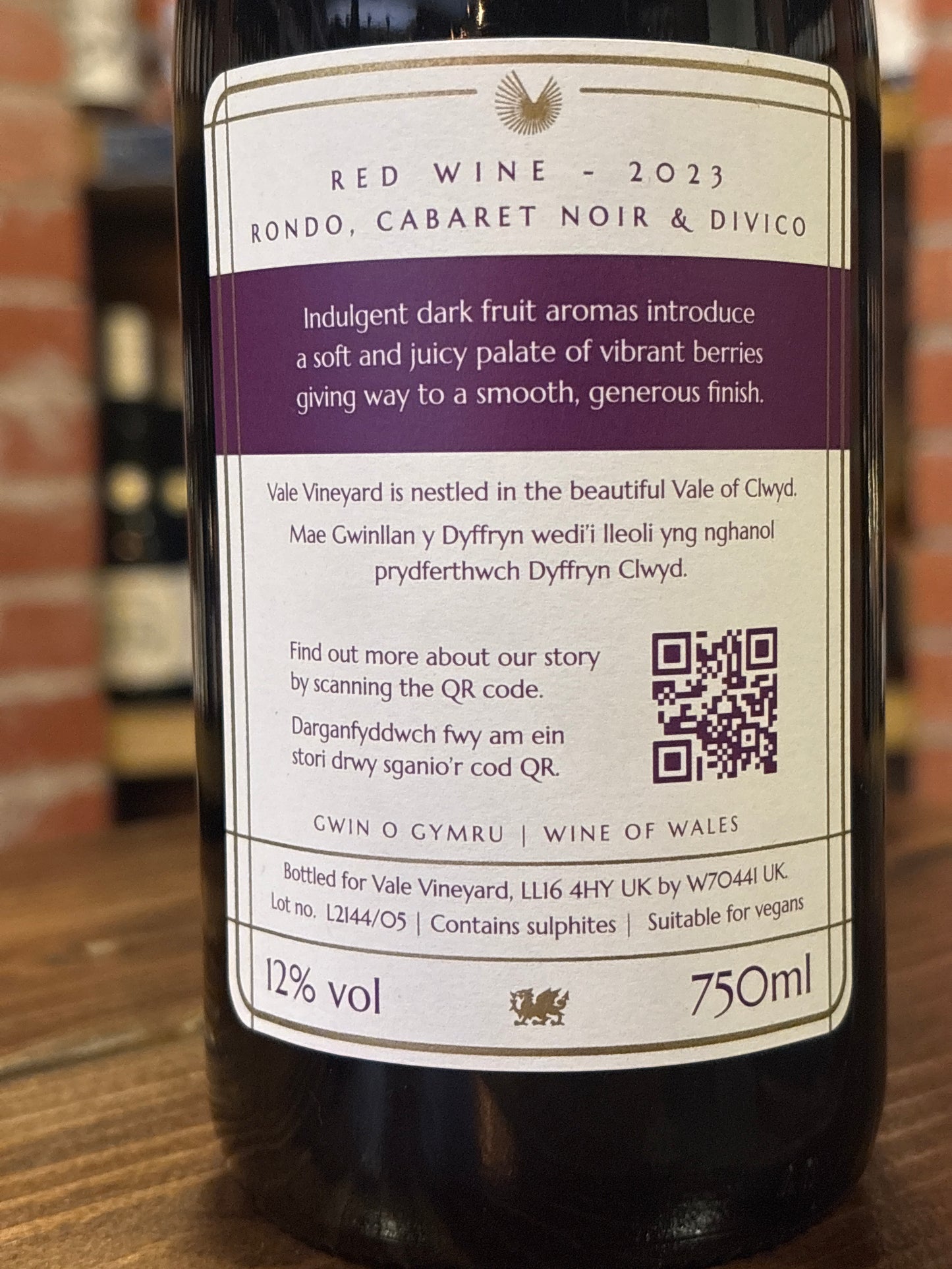 VALE RED, RED WINE, WALES WINE, CABERNET NOIR