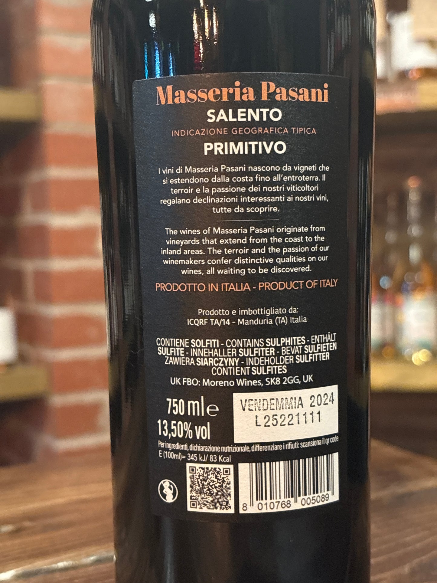 Masseria Pasani Primitivo Salento 2024