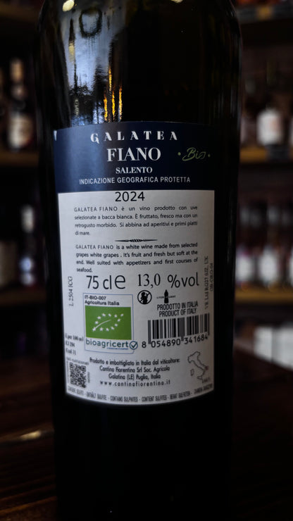 Cantina Fiorentino Galatea Fiano – Organic White Wine from Salento, Italy, 2024
